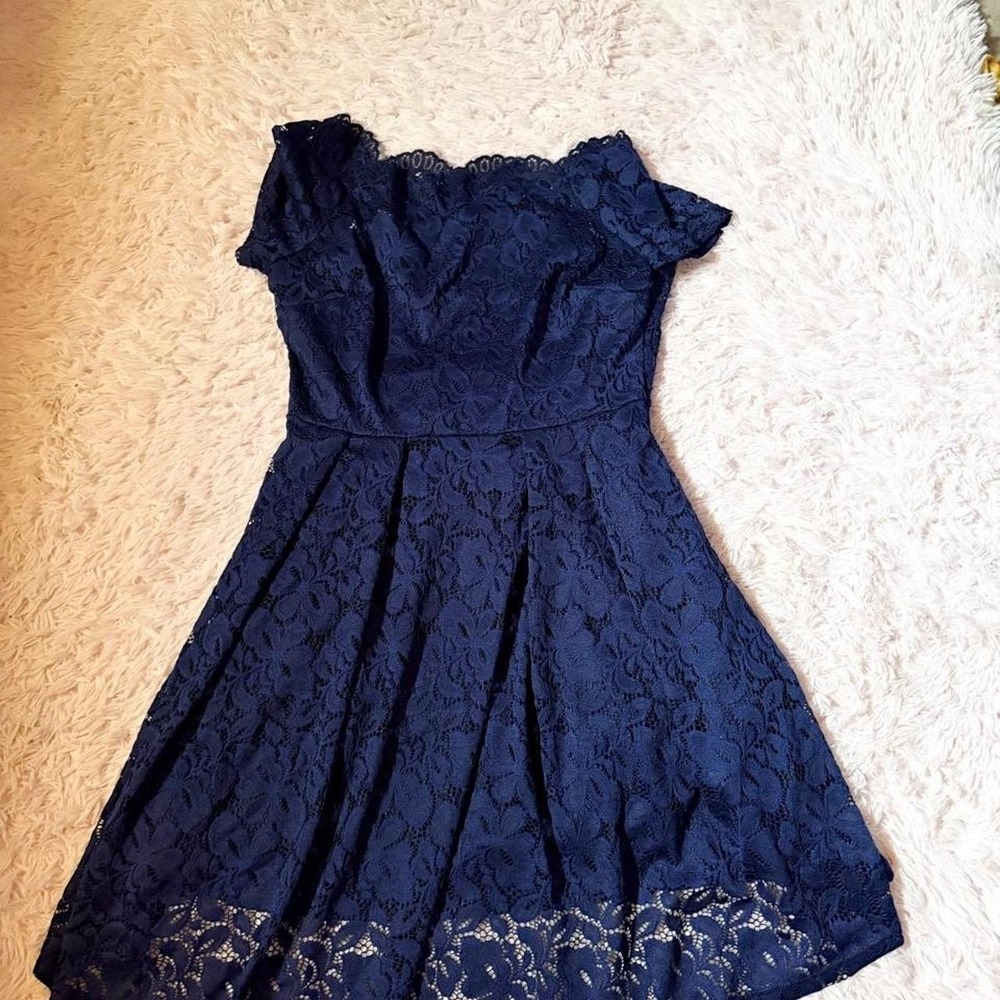 Dark Whimsy Romantic Lace Overlay Feminine Boat Neck Dress Womens XL